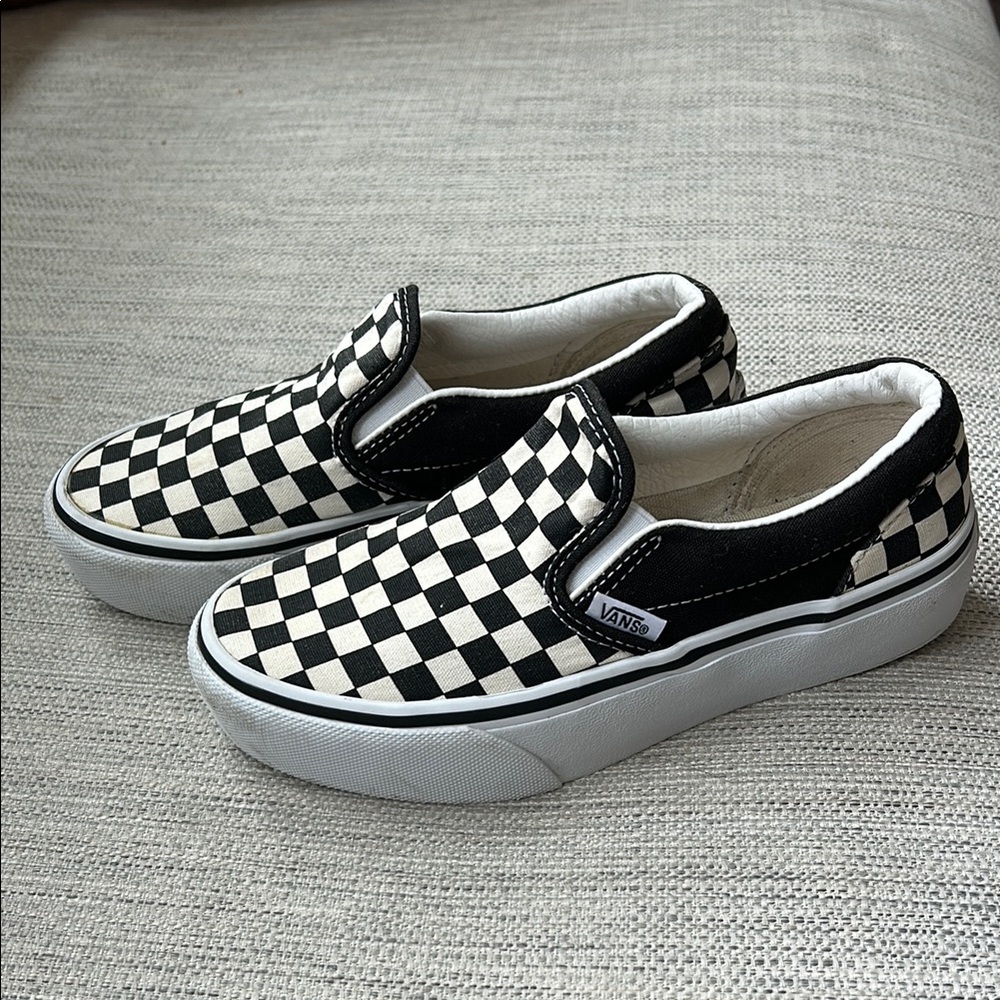 Vans Black and White Checkerboard Slip-Ons